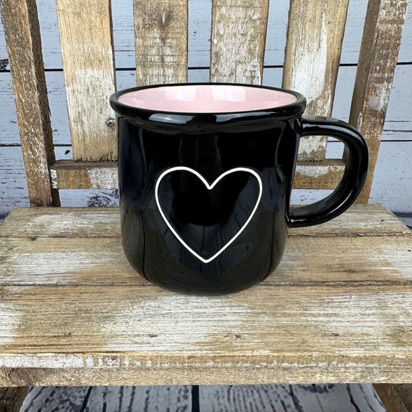 Rae Dunn Other - Rae Dunn Black Heart Mug with Pink interior